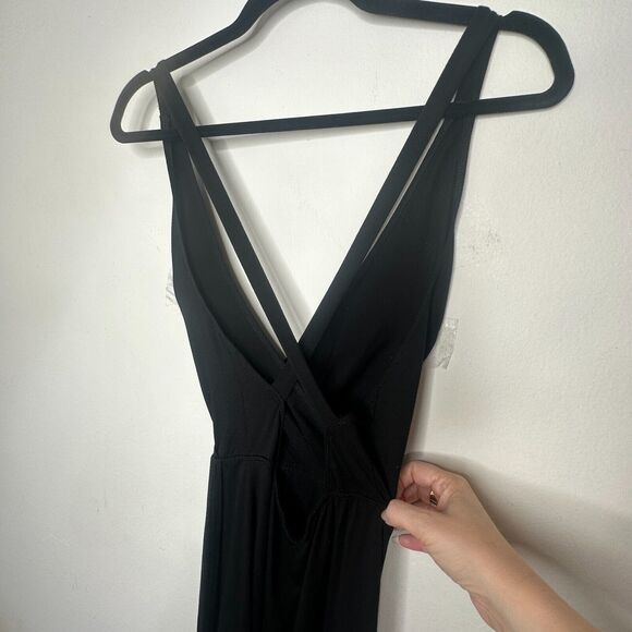 Reformation Sexy Black Vienna Maxi Deep-V Front Criss Cross Back High Slit XS - Picture 6 of 13